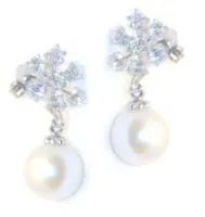 Серьги из серебра с жемчугом и фианитами