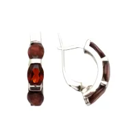 Серьги из серебра с натуральным гранатом