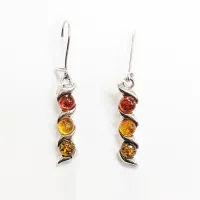 Серьги из серебра с натуральным янтарем