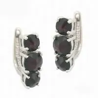Серьги из серебра с натуральным гранатом