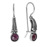 Серьги Den'o из серебра с натуральным гранатом