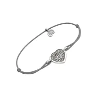 Браслет ЗАПОВЕДЬ НОВУЮ ДАЮ из серебра на серой нити