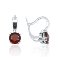 Серьги из серебра с натуральным гранатом