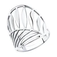 Ажурное серебряное кольцо без вставок с растительным узором