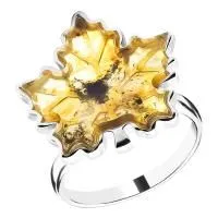 Кольцо из серебра с натуральным янтарем