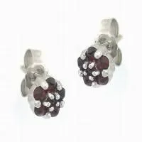 Серьги-пусеты из серебра с натуральным гранатом