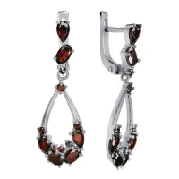 Серьги из серебра с натуральным гранатом