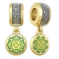 Бусина из серебра с позолотой и эмалью «ПРОЦВЕТШИЕ СЕРДЦА»