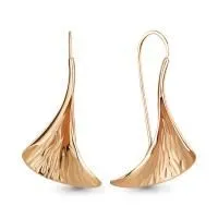 Серьги-скобы из позолоченного серебра без вставок