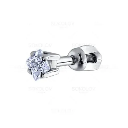 Серьги одиночные из серебра с фианитом (SOKOLOV)