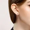 Серьга пусет крест из серебра с фианитами