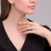 Кольцо из позолоченного серебра с натуральным янтарем микс и фианитами