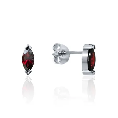 Серьги пусеты из серебра с гранатом (Чехия)