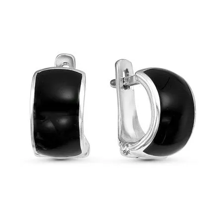 Серьги из серебра с черной эмалью