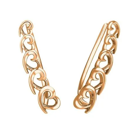 Серьги-каффы из золоченого серебра
