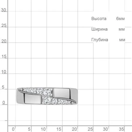 Кольцо из серебра с дорожками фианитов