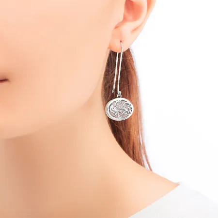 Серьги из серебра с розовым кварцем