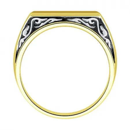 Печатка из серебра с чернением и позолотой «Георгий Победоносец» (SOKOLOV)