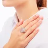 Кольцо из серебра с розовым кварцем