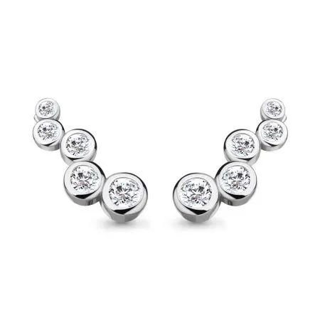 Серьги каффы из серебра с фианитами