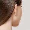 Серьга пусет крест из серебра с фианитами