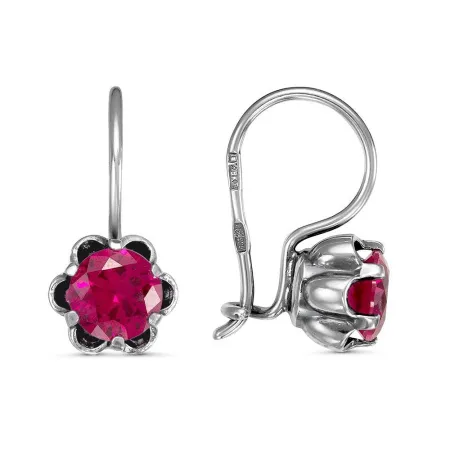 Серьги из серебра с корундом
