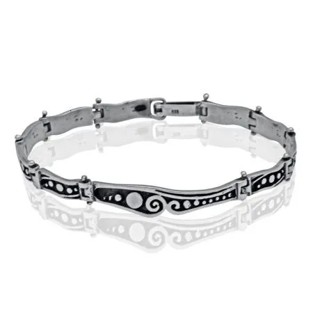 Браслет в этническом стиле из чернёного серебра