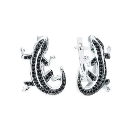Серьги Ящерицы из серебра с фианитами