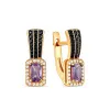 Серьги из золоченого серебра с аметистом и шпинелью
