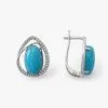 Серьги из серебра с натуральным аквамарином и фианитами