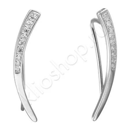 Серьги каффы из серебра с фианитами