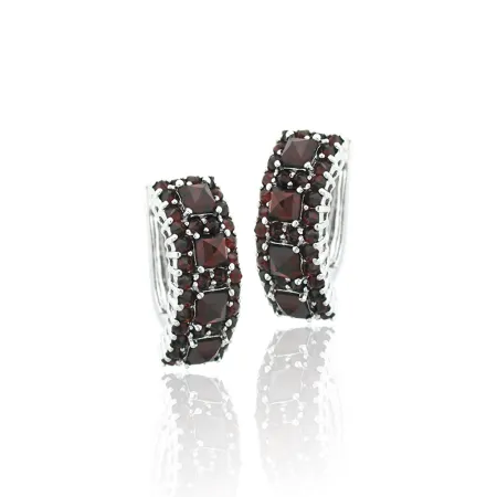 Серьги из серебра с натуральным гранатом