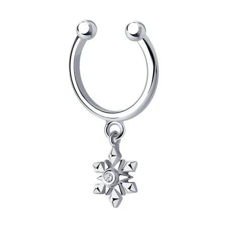Серьга кафф из серебра с фианитом