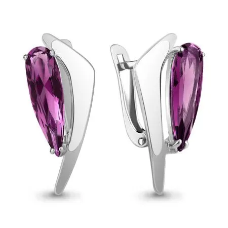 Серьги из серебра с наноаметистом