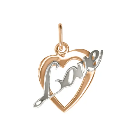 Подвеска Love (Любовь) из комбинированного золота без вставок