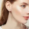 Серьги продевки Лунницы из серебра с фианитом