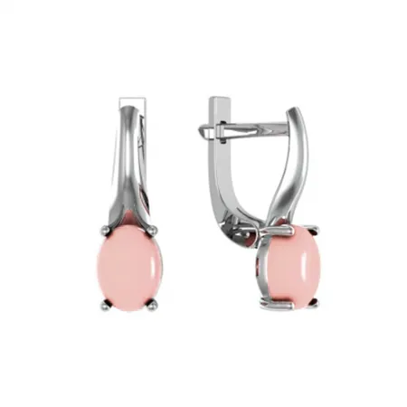 Серьги из серебра с розовым кварцем