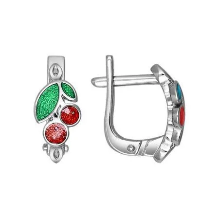 Серьги из серебра с эмалью вишенки (SOKOLOV)
