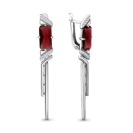 Серьги Каприз из серебра с фианитами и наногранатом