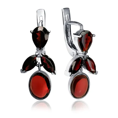 Серьги из серебра с натуральным гранатом