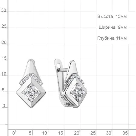 Серьги из серебра с фианитами