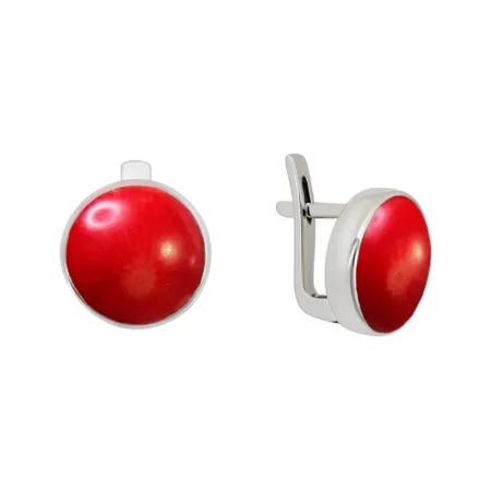 Серьги из серебра с натуральным кораллом