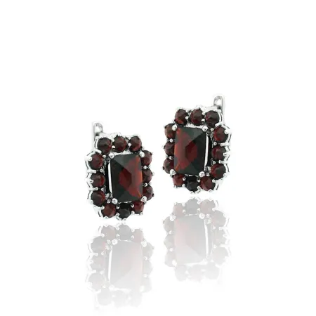 Серьги из серебра с натуральным гранатом