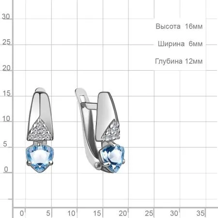 Серьги из серебра с топазами и фианитами