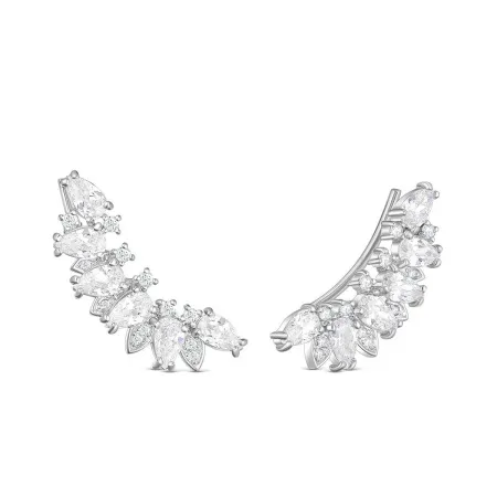 Серьги каффы из серебра с фианитами