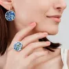 Серьги-трансформеры из серебра с синим янтарем