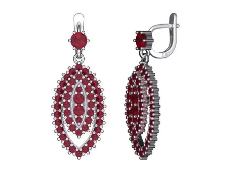 Серьги из серебра с натуральным гранатом