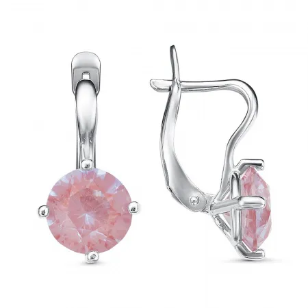 Серьги из серебра с розовыми кристаллами