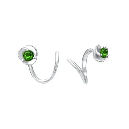 Серьги роллы из серебра с фианитом