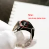 Кольцо мужское из серебра с натуральным гранатом